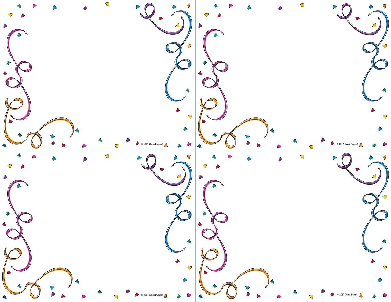 Great Papers! Postcards, 4-Up, Party Elements, Micro-Perforated, 10 sheets 8.5" x 11"/4 cards per sheet 4.25" x 5.5", Printer Friendly, 10 sheets/40 cards